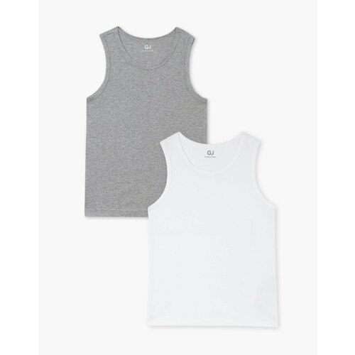 фото Майка gloria jeans, 2 шт., размер 4-6л/110-116, белый, серый