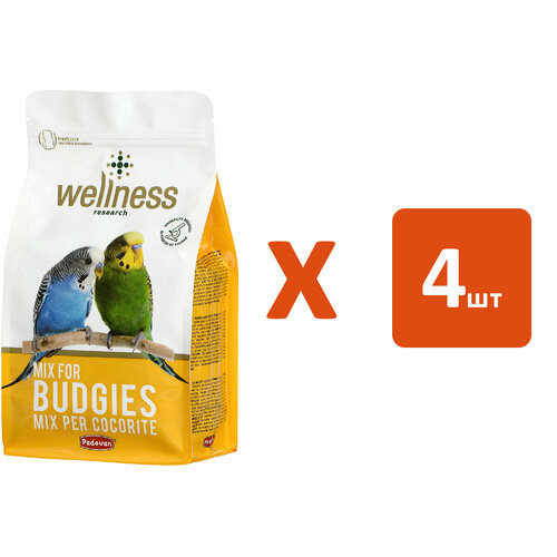 PADOVAN WELLNESS MIX FOR BUDGIES корм для волнистых попугаев (1 кг х 4 шт) padovan wellness mix for parrots корм для крупных попугаев 750 гр х 4 шт