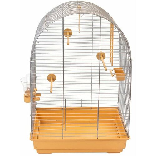 Yami-Yami Клетка для птиц 42*30*64см (+поилка, кормушка, жердочки) бежевая 2.7 кг