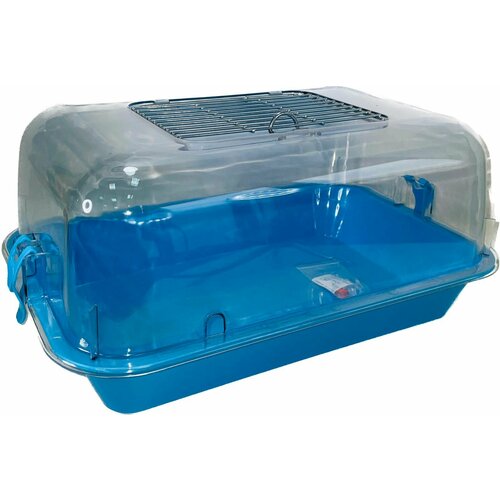 Клетка-террариум Зооэкспресс, для грызунов с метал. дверкой, 33х24х15, малый, голубой