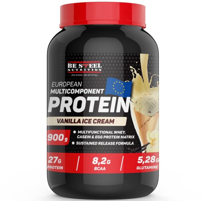 Протеин многокомпонентный, Be Steel Nutrition European Multi Component Protein 0,9кг (ванильное мороженое)