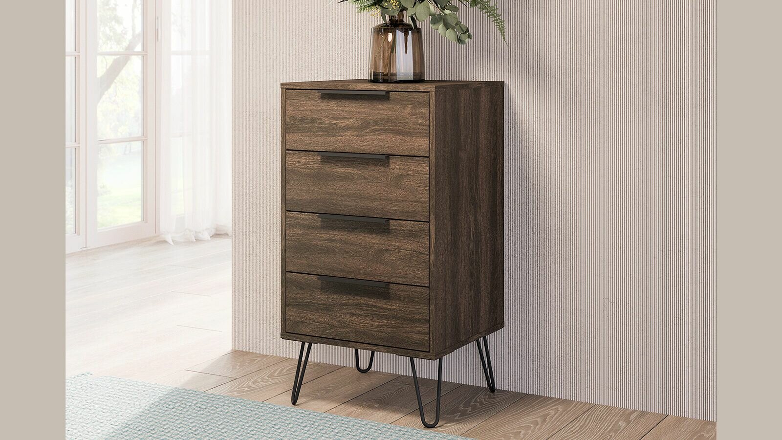 фото Комод 4 ящика узкий Kama (Кама) 050*093*045 Дуб Монтенегро