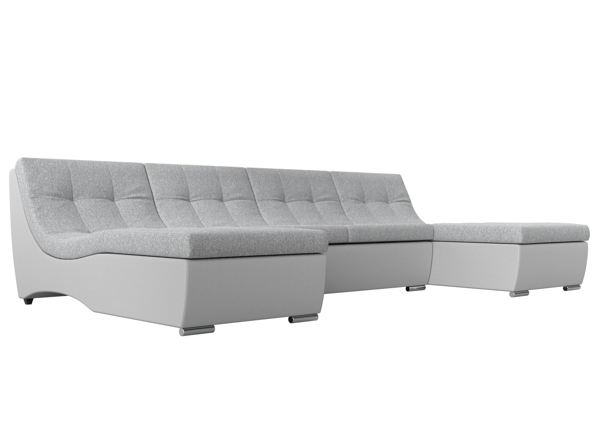 фото Угловой диван Лига Диванов Дубай Лайт левый угол Серый (Рогожка)/Черный (Экокожа)