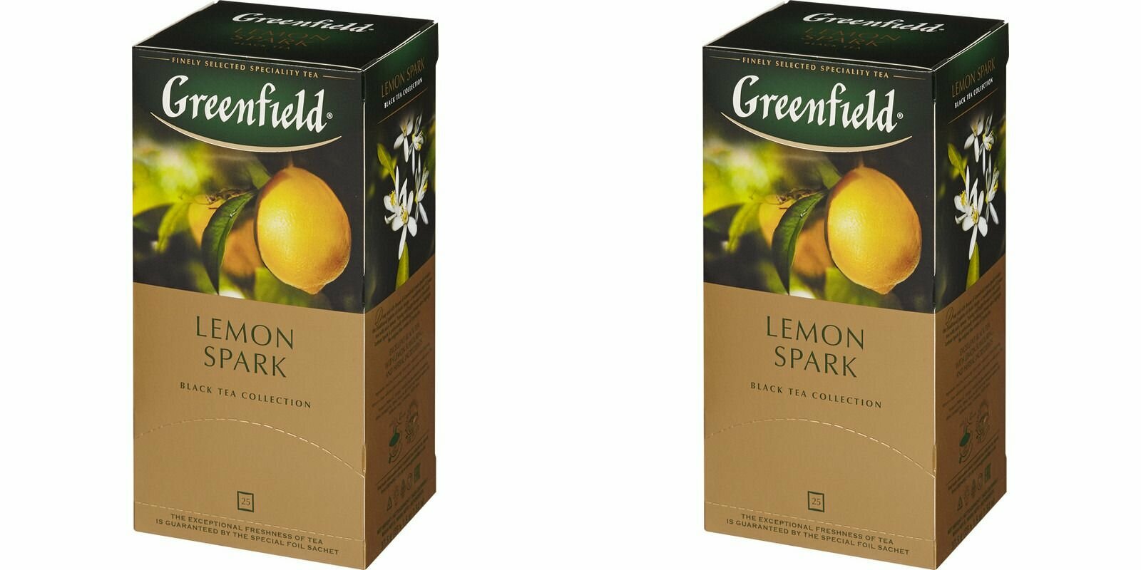 Greenfield Чай в пакетиках Lemon Spark, черный, 25 шт, 2 уп