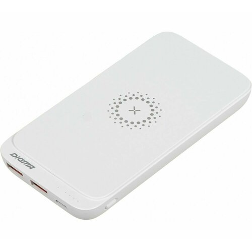 Внешний аккумулятор Digma DGPQ10E 10000mAh 3A QC PD 20W 2xUSB беспроводная зарядка белый DGPQ10E20PWT 254100₽