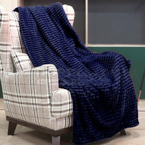 Плед Кубик темно-синий 200х220 см велсофт 1140₽