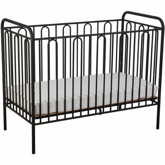 Кроватка Polini kids Vintage 110 металлическая, черный матовый