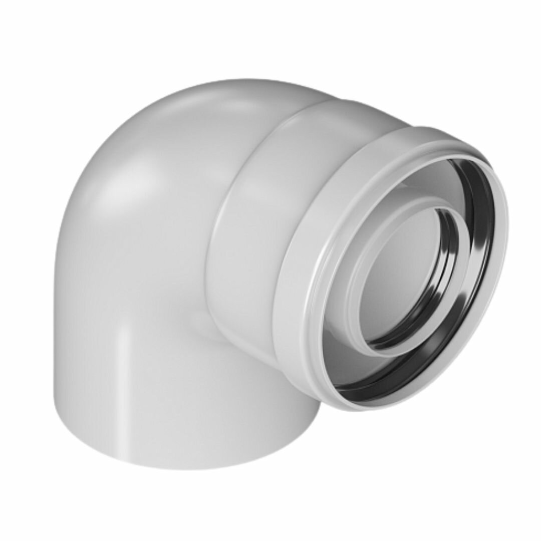 фото Угол дымохода 87° D=60 х 100 мм для конденсационных котлов PPR, ROMMER