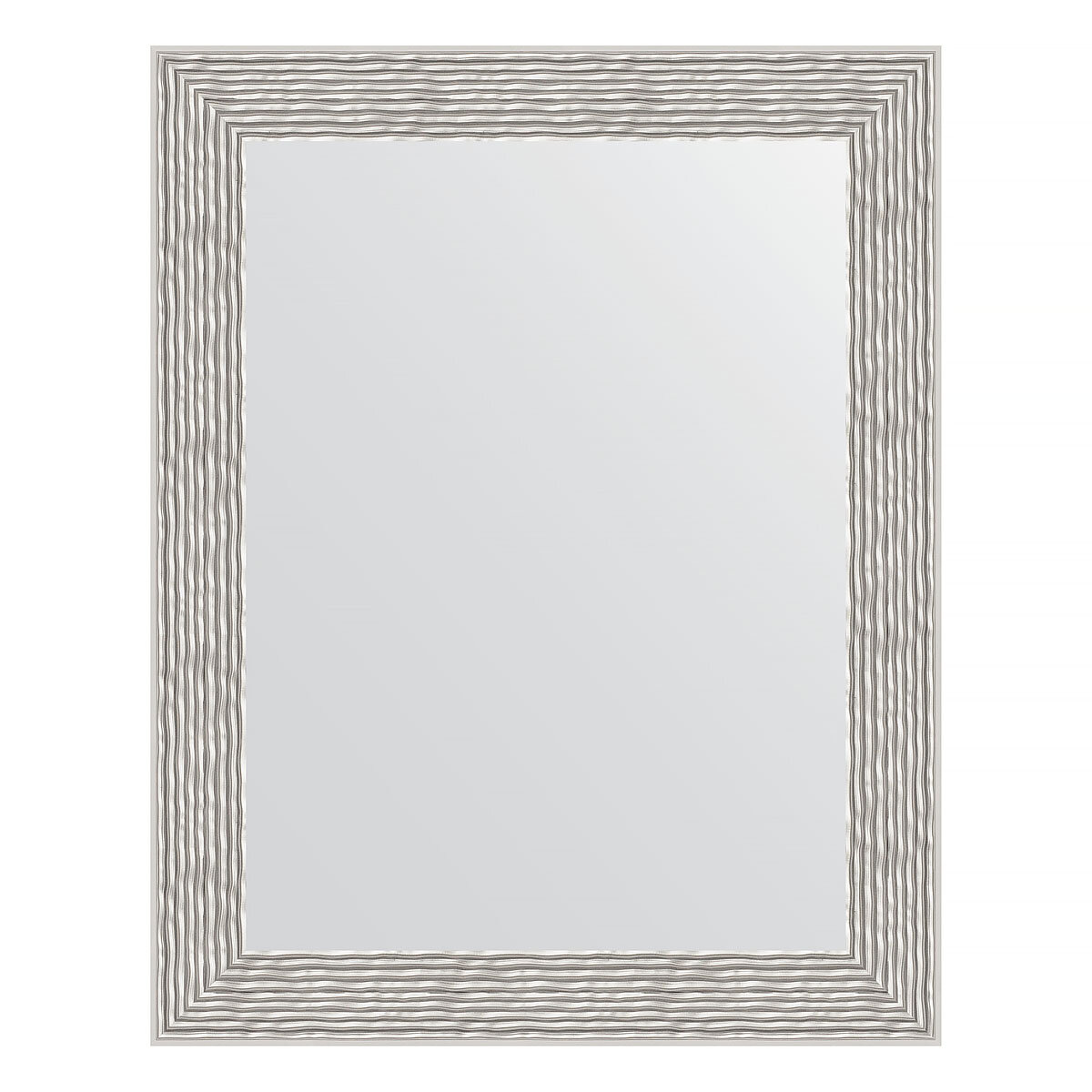Зеркало настенное EVOFORM в багетной раме волна алюминий, 38х48 см, для гостиной, прихожей, кабинета, спальни и ванной комнаты, BY 3006