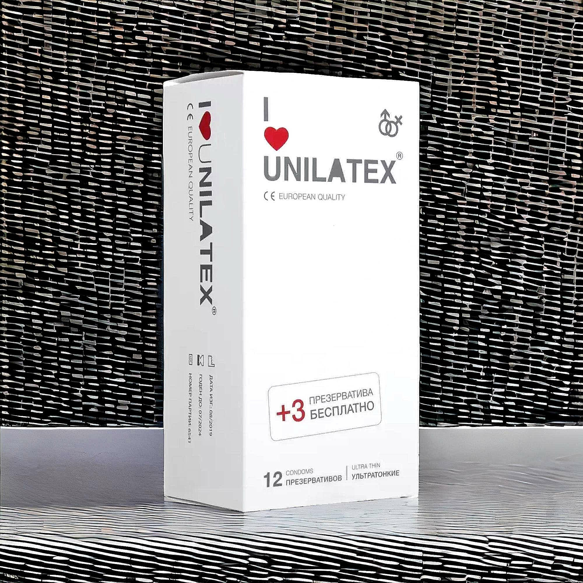 Презервативы ультратонкие Unilatex Ultrathin, 12 + 3 шт в подарок