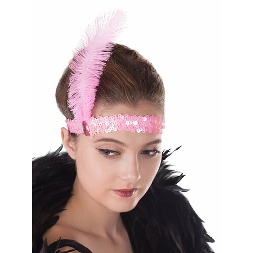 фото Повязка на голову / ретро украшение / перо повязка в стиле гэтсби / ободок розовый театр имперских зрелищ