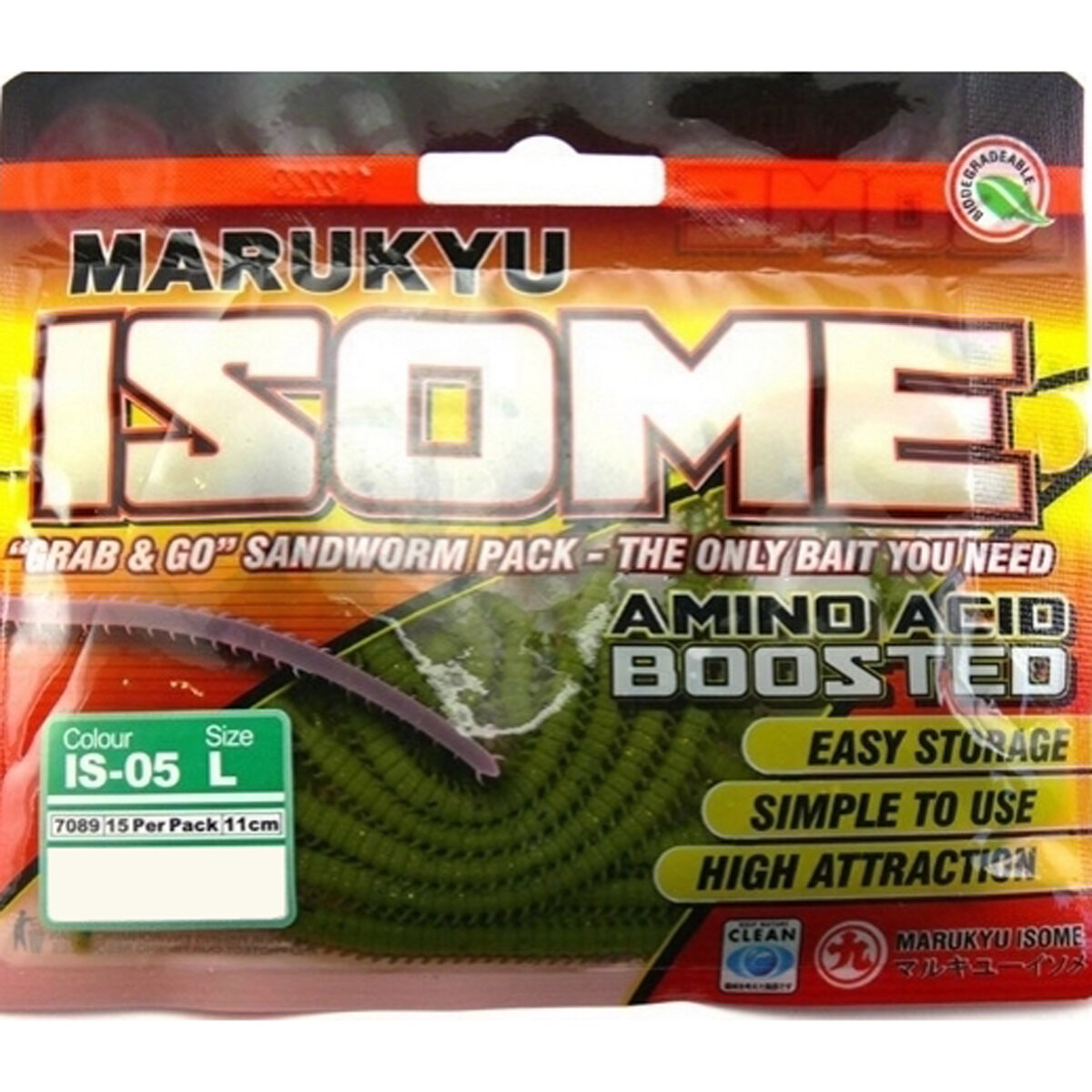 Силиконовая приманка Marukyu Isome L IS05 #Green sandworm