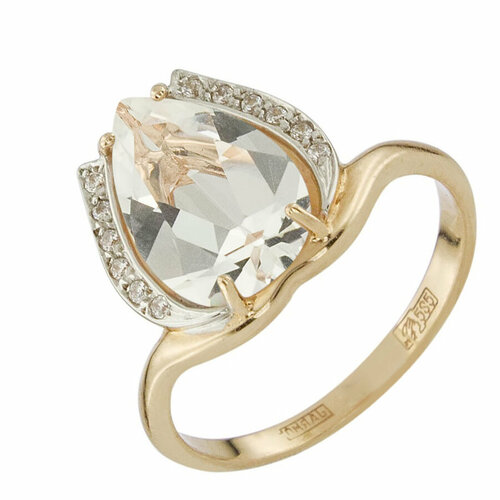 фото Кольцо aloris, красное золото, 585 проба, горный хрусталь, размер 17.5 aloris jewelry