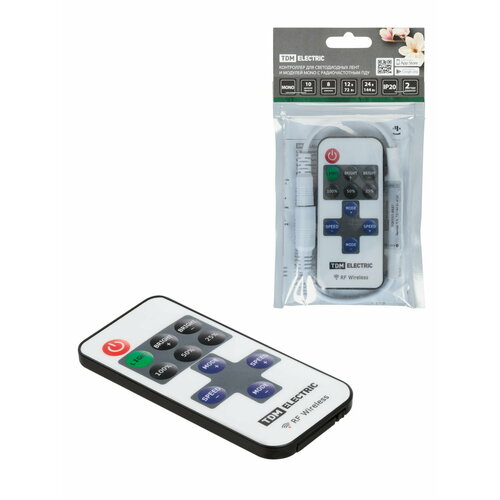 Контроллер для светодиодных лент и модулей MONO-RF-12В-6A-72Вт-IP20, 1 канал, пульт 11 кнопок, TDM SQ0331-0527, цена за 1 штуку