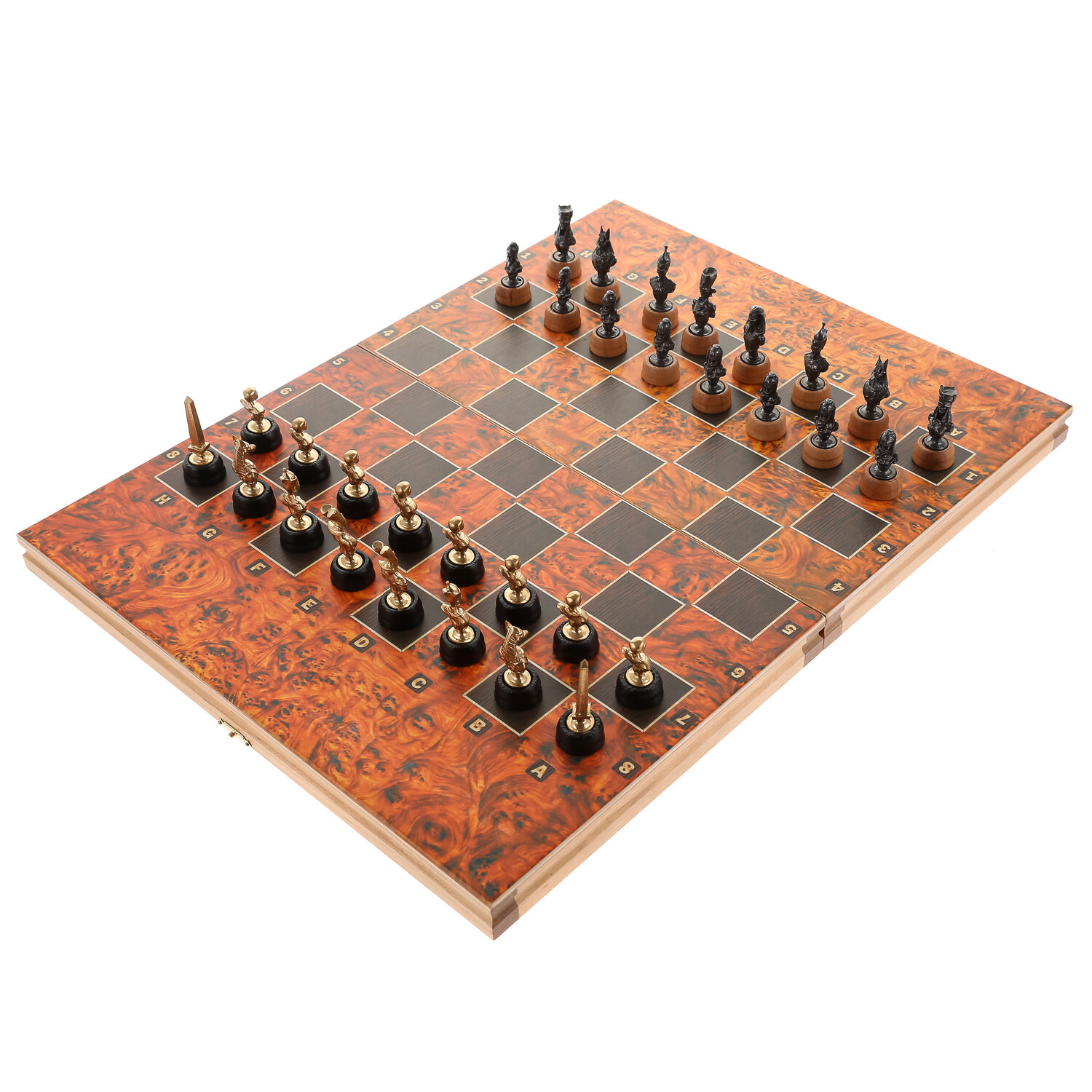 Шахматы деревянные "Египетская сила" с фигурами из цинкового сплава 50х35 см