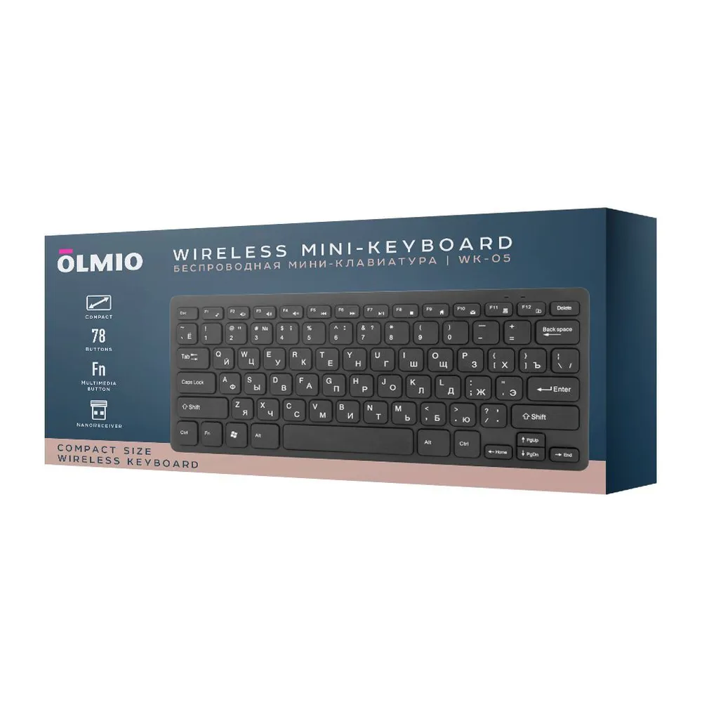 Беспроводная мини-клавиатура Olmio Mini-Keyboard WK-05, черная