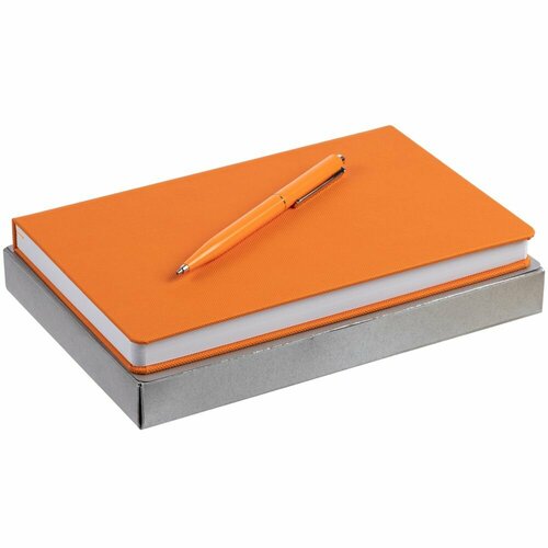 Набор Grade, оранжевый, 14х21х2,5 см, ежедневник - искусственная кожа; ручка - металл, пластик; коробка - бумага