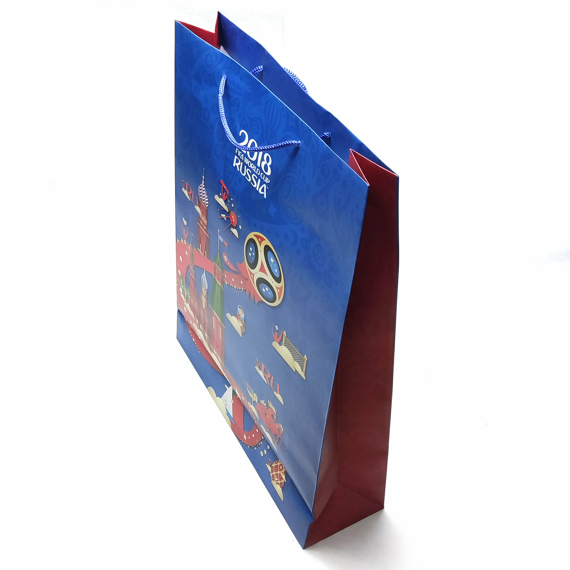 Пакет крафт подарочный 24 штуки набор футбол спорт 45*33*10 см синий.