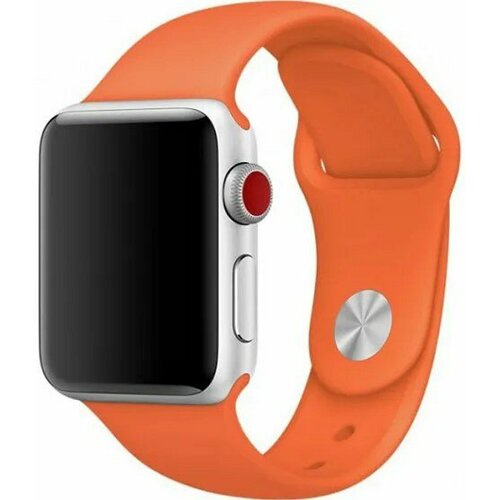 Силиконовый ремешок для умных часов Apple Watch 45 mm / Спортивный сменный браслет для смарт часов Эппл Вотч оранжевый