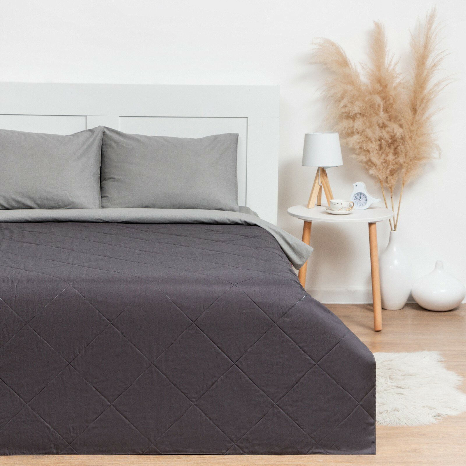 фото Покрывало LoveLife 2 сп 180х210±5 см, цвет темно-серый, микрофайбер, 100% п/э