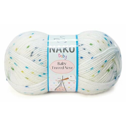 Пряжа BABY TWEED (NAKO), бел-син - 31508, 100% премиум акрил, 5 мотков, 100 г, 230 м.