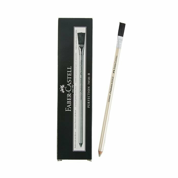 Ластик-карандаш, Faber-Castell Perfection 7058 B для ретуши и точного стирания туши и чернил, с кистью (комплект из 5 шт)