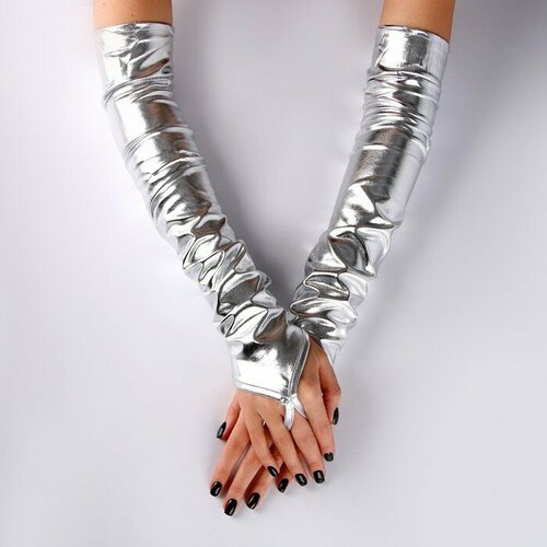 Перчатки-нарукавники карнавальный аксессуар, серебро