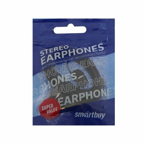Наушники Smartbuy Model V вакуумные микрофон 93дБ 16Ом 35мм 11м пакет черные комплект из 7 шт 228800₽