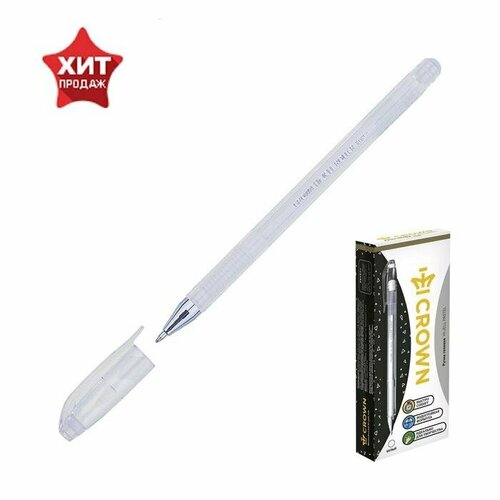 Ручка гелевая цветная Crown HJR-500P, чернила пастель белая, узел 0.7 мм (комплект из 20 шт)