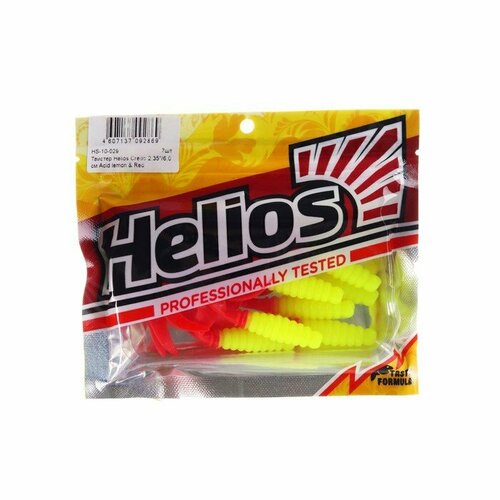 Твистер Helios Credo Acid lemon & Red, 6 см, 7 шт. (HS-10-029) (комплект из 9 шт)