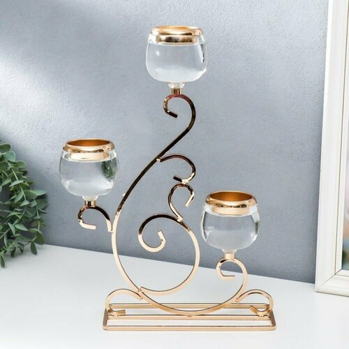 Подсвечник металл, акрил на 3 свечи 