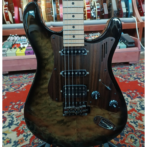 Электрогитара U-One by Magneto US-11PM Stratocaster HSS Quilt Maple Transparent Black - U-One by Magneto