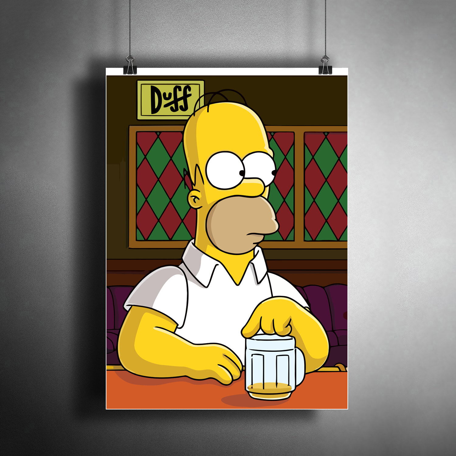 Постер плакат для интерьера "Мультсериал: Симпсоны (The Simpsons). Гомер с пивом" / Декор дома офиса комнаты квартиры A3 (297 x 420 мм)