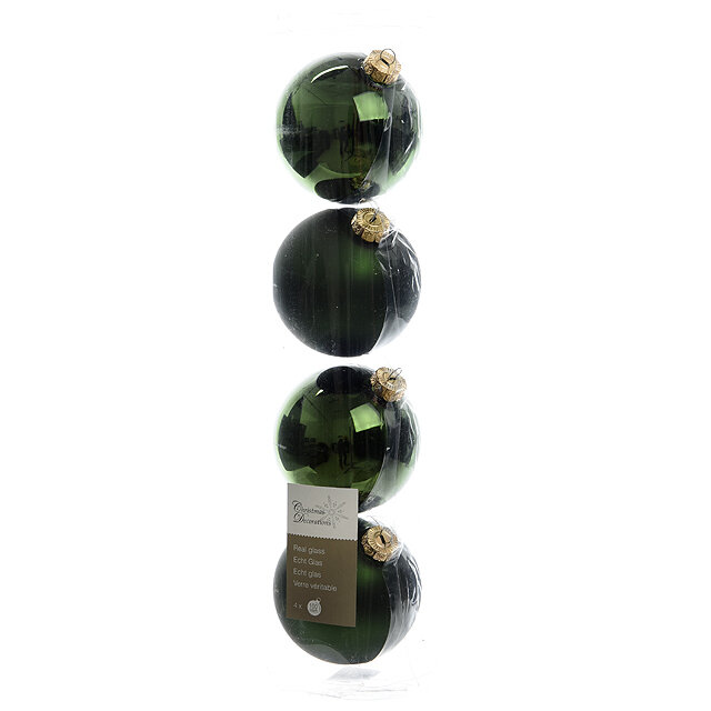 Winter Deco Набор стеклянных шаров 10 см зеленый бархат mix, 4 шт 141592