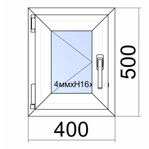 Окно ПВХ VEKA WHS Halo/ ш.40см*в.50см/поворотное/левое/однокамерный стеклопакет/фурнитура Accado (Турция) пластиковое окно veka 500x500мм поворотное