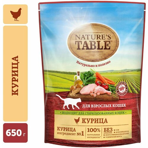 Natures Table / Сухой корм для кошек Natures Table Курица 650г 2 шт