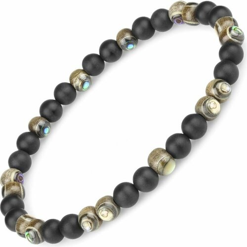 фото Браслет everiot, агат, размер 18 см, черный