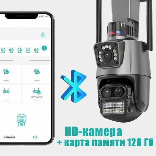 Монитор с камерой видеонаблюдения и картой памяти 128Гб с двумя объективами с функцией автоматического слежения 1842200₽