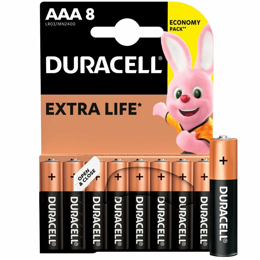 AAA (LR03) Duracell Basic MN2400, 1.5V, упаковка 8шт.