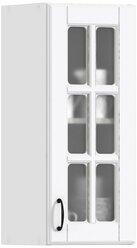 Кухонный модуль навесной шкаф столплит Регина РП-30 со стеклом Белый/Белый матовый, 30х72х30 см