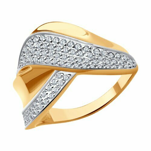 фото Кольцо diamant online, золото, 585 проба, фианит, размер 18.5, прозрачный