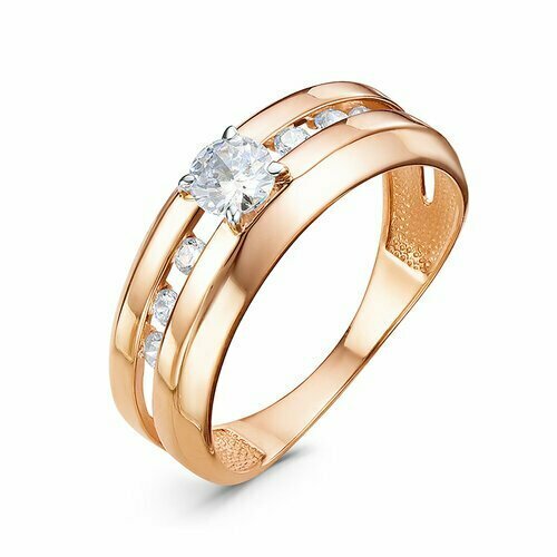фото Кольцо diamant online, золото, 585 проба, фианит, размер 21, прозрачный
