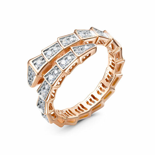 фото Кольцо diamant online, золото, 585 проба, фианит, размер 17.5, бесцветный