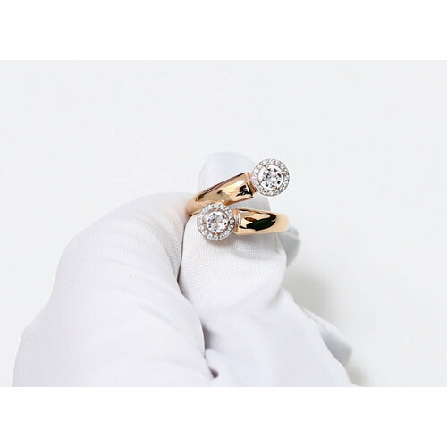 фото Кольцо diamant online, золото, 585 проба, фианит, размер 16.5, прозрачный