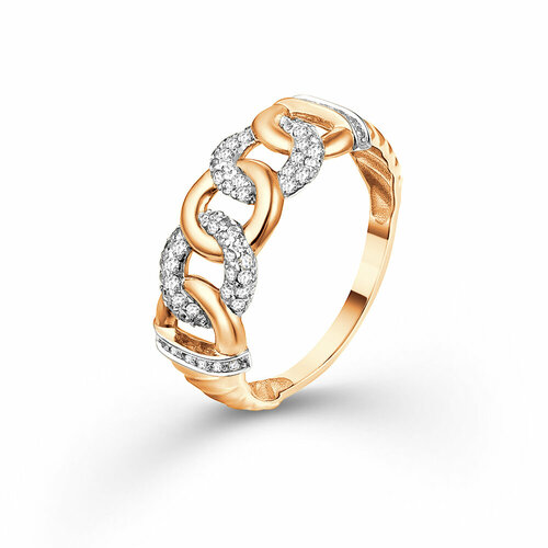 фото Кольцо diamant online, золото, 585 проба, фианит, размер 18.5, прозрачный