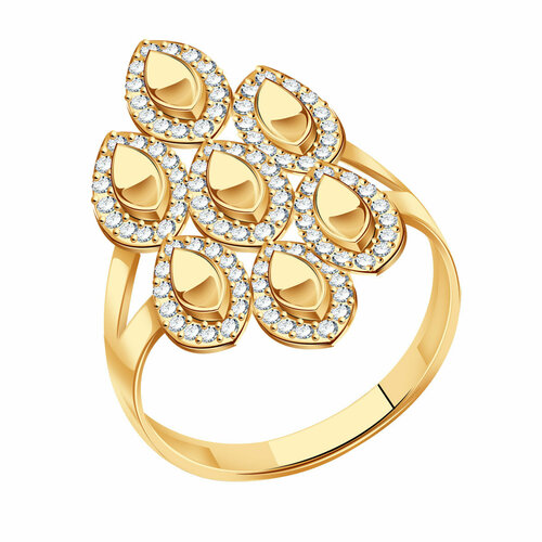 фото Кольцо diamant online, золото, 585 проба, фианит, размер 20, прозрачный