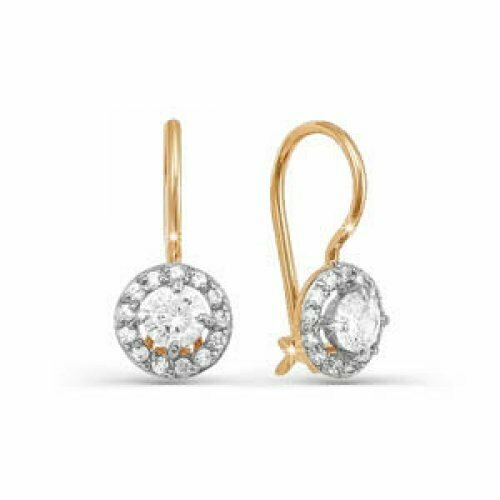 Серьги Diamant online, золото, 585 проба, фианит