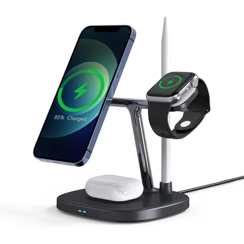 Беспроводная зарядная станция Choetech - для iPhone. AirPods. стилуса Apple Pencil. с креплением для iWatch (4 в 1) (T583-F) черный