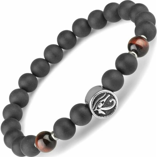 фото Браслет everiot, агат, размер 19 см, черный