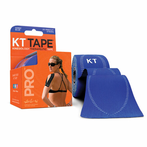 фото Кинезиотейп kt tape pro, синтетическая основа, 20 полосок 25 х 5 см, цвет sonic blue